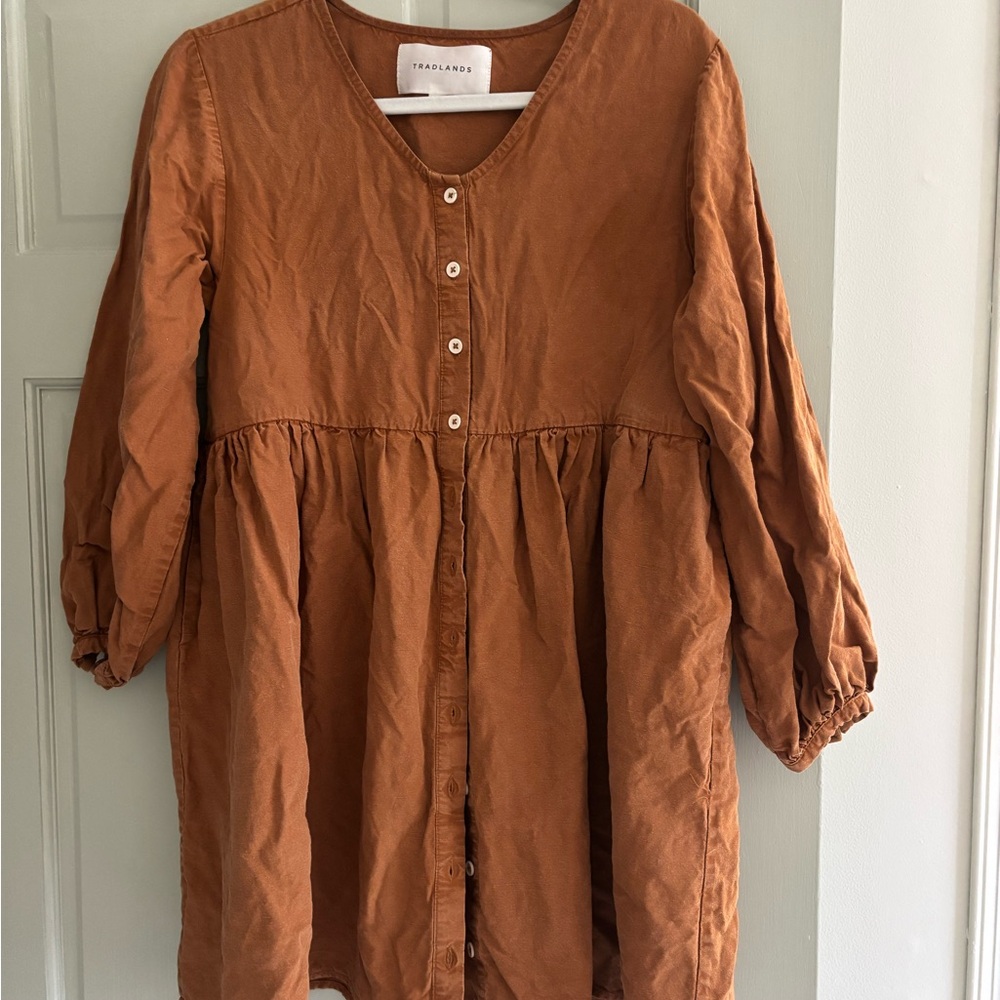Tradlands Rust Button-Down Dress